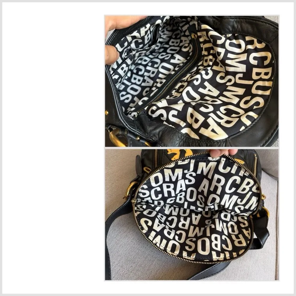 Marc by Marc Jacobs Petal To The Metal Bird Leather Shoulder Bag Black EUC